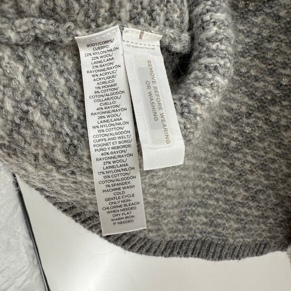 Loft Gray Wool Blend Open Front Knit Cardigan Women's Size Medium FLAWED - Picture 7 of 13